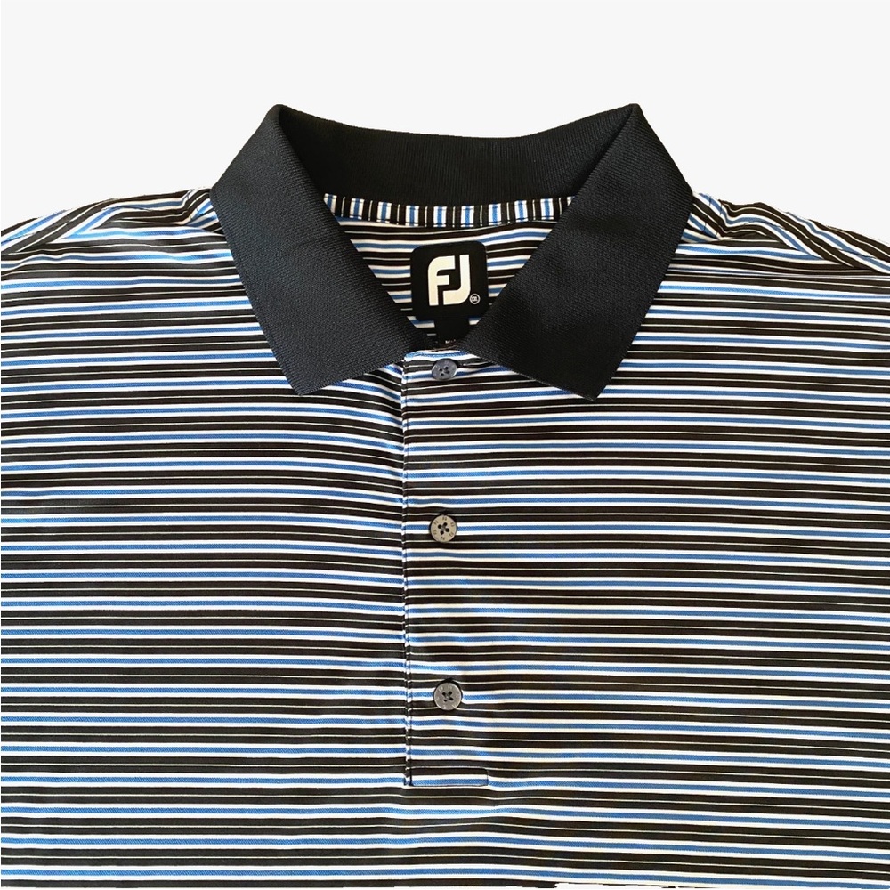FootJoy FJ Golf Polo Shirt Men's XXL 2XL Striped Blue Black